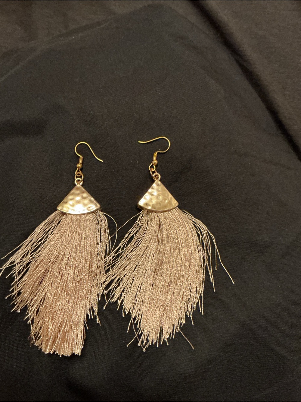 Tassel Fringe Drop Earrings in Blush Gold